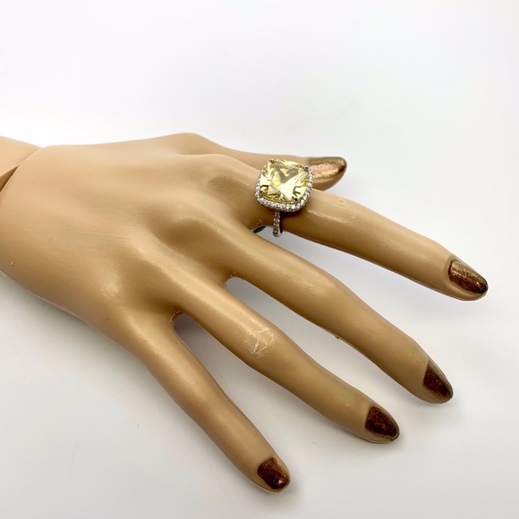 925 STERLING SILVER & YELLOW CZ COCKTAIL RING - Picture 8 of 8